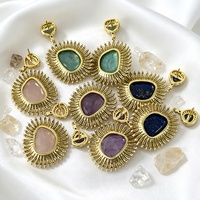 Boucles d'oreilles vintage en pierre de lapis-lazuli naturelle plaquées or pour femmes, bijoux de fête