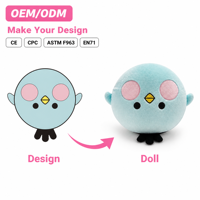 Fabricant de jouets en peluche 2D à 3D sur mesure, service OEM ODM, usine de poupées en peluche en forme d'oiseau de dessin animé pour cadeaux promotionnels