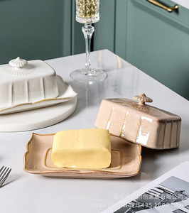 Керамическая тарелка для масла с крышкой для кухни, для домашнего использования, контейнер для хранения продуктов для торта или закусок - Product Image 4