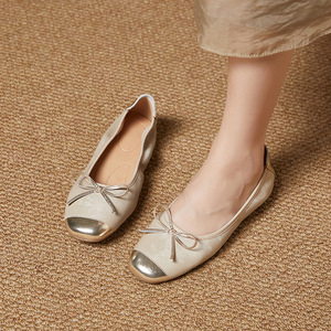 Nouvelles <span class=keywords><strong>ballerines</strong></span> en cuir véritable de style chinois pour femmes, avec bride réglable, fermeture à enfiler, chaussures décontractées pour grand-mère, pour l'automne - Product Image 1