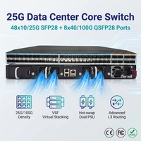 Switch de Núcleo Administrado de Capa 3 de 48 Puertos 25G SFP28 con Uplink de 8 Puertos 100G QSFP28 para Soluciones de Red en Centros de Datos y Nubes