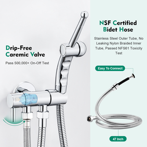 Modern 304 SS Polished Chrome Hot and Cold Water Mixer Toilet Bidet Shower <b>Spray</b> shattaf <b>set</b> - Product Image 3