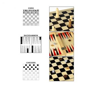 <b>Wooden</b> <b>Chess</b> Game <b>Set</b> Folding Storage Slots 3-In-1 Eco-Friendly Reusable Design for Beginners Kids Adults Classic Board - Product Image 5