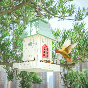 <span class=keywords><strong>Cottage</strong></span> en bois classique moderne Mangeoire à oiseaux en bois massif Motif <span class=keywords><strong>animal</strong></span> de luxe pour oiseaux sauvages Jardin extérieur Maisons pour animaux de compagnie Meubles - Product Image 5