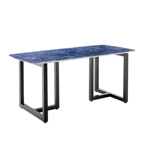 Moderne Luxe Eettafel Set 6 Zits Italiaanse Gesinterde Steen Marmeren Top Keuken Eetkubus Tafel En 4 Stoelen