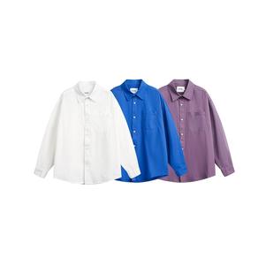 2025 nueva camisa de satén para <span class=keywords><strong>hombre</strong></span> Retro Color sólido tendencia nacional estilo básico japonés urbano algodón suelto soporte largo 100% algodón - Product Image 1