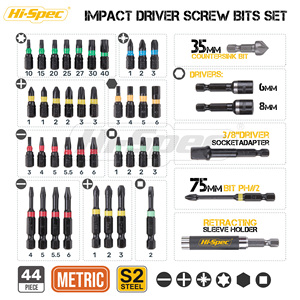 44pc 1/4 Inch Metric S2 Impact Screw &amp; Nut Driver Multi <strong>Bit</strong> Set. Hex, Torx, Square <strong>Screwdrivers</strong> &amp; Socket Holder. OEM ODM Ready - Product Image 2