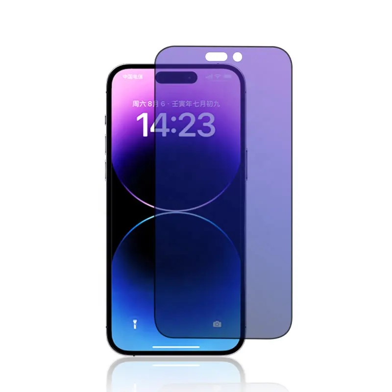 Nuevo producto Premium colorido privacidad espejo ESD Protector de pantalla para iPhone 13 Pro 14 Pro Max 15 Plus Metal cerámica teléfono película