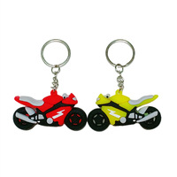 Porte-clés moto 3D en silicone souple et alliage de zinc avec impression numérique, pendentif moto de course de dessin animé pour cadeau