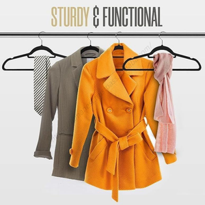 Ganchos de Plástico Aterciopelados Negros al por Mayor con Barra para Corbatas para Ropa - Product Image 3