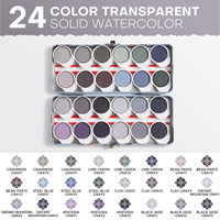 Ensemble de peinture à l'aquarelle semi-solide opaque Fontainebleau 24 couleurs, peinture à l'aquarelle granulante professionnelle pour la peinture artistique