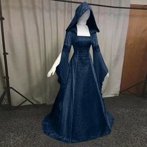 2024 Halloween <strong>Medieval</strong> Retro <strong>Wedding</strong> <strong>Dress</strong> with Hood and Waist - Product Image 3