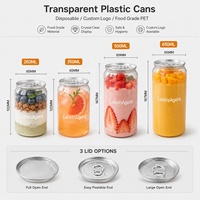 Boîtes en PET transparentes pour jus et boissons, personnalisables avec logo et motifs, ouverture facile par anneau, vente en gros professionnelle