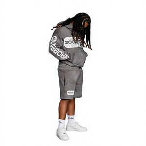 Conjunto de Sudadera con Capucha para Hombre, Estampado por Sublimación en Blanco y Negro, Estilo Urbano, Mezcla de Algodón y Felpa, Estilo Deportivo Informal para Otoño - Product Image 4
