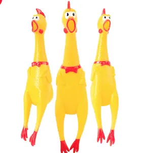 Suministro de fábrica Tamaños personalizados Resistente Chew Tpr Yellow Screaming Chicken Bite Squeaky Funny Pet Rubber Dog Toy