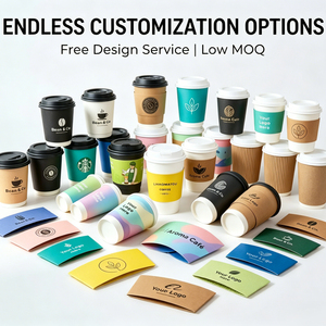 Manchons de tasses à café écologiques personnalisables avec logo, gaine isolante antidérapante en papier recyclable pour restaurants - Product Image 1