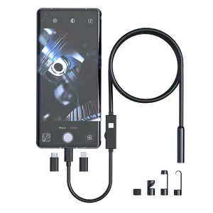 กล้อง W400-B ตรวจสอบบอร์สโคป5ม. สำหรับ iOS ประเภท C และปลั๊กไมโคร USB (3 in 1) กันน้ำ IP67สำหรับตรวจสอบท่อ