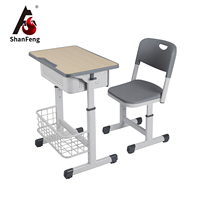 Ensemble de bureau et chaise d'école réglables Shanfeng, plateau en MDF de 18 mm, ergonomique pour salle de classe, chambre à coucher, mobilier pour élèves de la maternelle au lycée, CE IOS