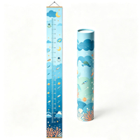 Tableau de croissance pour enfants sur le thème de l'espace marin, avec barre de suspension en bois, longueur personnalisée, certifié CPSC, pour la décoration murale de la chambre d'enfant