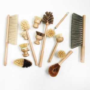 Naturholz Holz Bambus Griff Geschirr bürste Holz Topf Pfanne Bürste Geschirr Küchen geschirr Reinigung Sisal Geschirr Wasch bürste Set - Product Image 5