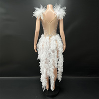 Combinaison en maille ornée de perles et de strass Novance Y5995, vêtements de scène et de danse, garniture en tulle, combinaison sculptante pour femmes, vêtements haut de gamme