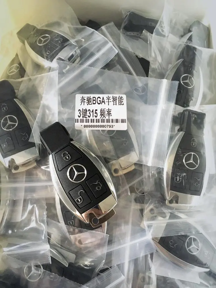 เบนซินรีโมทรถยนต์ CN รถยนต์ Mercedes Key กุญแจ3ปุ่ม315/433MHz โลหะสีดำ CG voiture llave สมาร์ทคีย์สำหรับรถยนต์