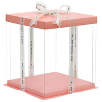 Conteneur de stockage de gâteaux carré empilable transparent en PET recyclable de qualité supérieure, adapté aux aliments, avec estampage doré, matériaux recyclés, emballage pour desserts