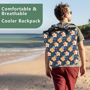 Hawaiian Custom Design Hau Flower Large Capacity 30L <b>Cooler</b> <b>Backpack</b> Lunch Bag Insulated <b>Cooler</b> Carry Hot Food Delivery Bag - Product Image 6