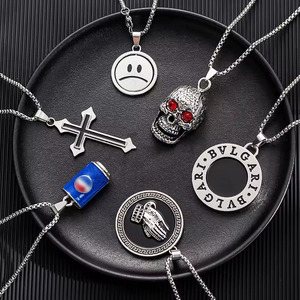 <span class=keywords><strong>Collar</strong></span> de Acero de Titanio con Colgante de Calavera Cruzada para Amantes del Hip Hop, Estilo Punk, para Hombre y Mujer, en Oferta Explosiva - Product Image 1