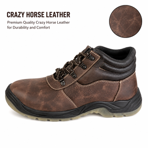 รองเท้าทำงานหนังแท้ Crazy Horse ทนทาน รองเท้าป้องกันอุบัตภัยสำหรับงานอุตสาหกรรม กันลื่น - Product Image 2