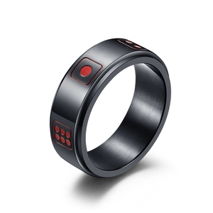 New Designs <strong>Man</strong> Black Stainless Steel Enamel Dice Logo <strong>Spinner</strong> <strong>Rings</strong> - Product Image 1