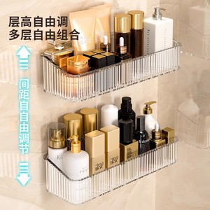 Étagère de rangement murale rectangulaire transparente, sans perçage, pour salle de bain - Product Image 3
