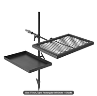 Grille de camping pivotante robuste, grille et plaque de cuisson portables à double couche, en acier robuste pour barbecue