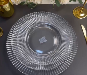 أطباق زجاجية شفافة للتقديم بالجملة، مجموعة أدوات مائدة، أطباق زجاجية مستديرة شفافة للحفلات والفنادق - Product Image 5