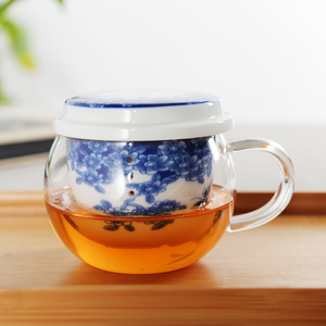 Glass Teacup With Lid 301-400ml Ceramic <b>Infuser</b> For Office Use - Product Image 3