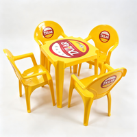 Table de restaurant extérieure moderne en plastique, étanche, pour événements publicitaires de marque, avec impression par transfert thermique pour le marketing de la bière