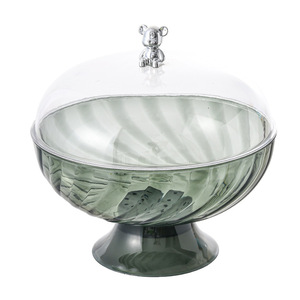 Light Luxury Tall Fruit Bowl With Lid And Drain Off White Plastic Round Party Snack Plate - Product Image 5