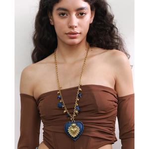 JINYOU 5111 Nuova Collana con Ciondolo a Forma <span class=keywords><strong>di</strong></span> Cuore in Tessuto Acrilico su Catena in Acciaio Inossidabile - Product Image 5