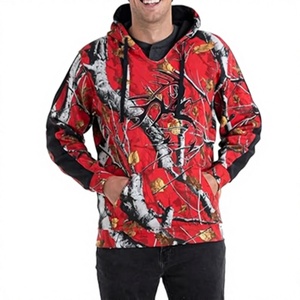 Sudadera con Capucha Estampada Camuflaje Rojo de Moda, Estilo Urbano Gráfico, Manga en Contraste, Top Casual con Capucha, Venta al por Mayor OEM Personalizado EE. UU. - Product Image 5