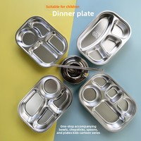Assiettes compartimentées en acier inoxydable pour repas, dîner, déjeuner, contrôle des portions pour enfants, service de collations, cuisine