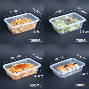500ml 650ml 750ml 1000ml Takeaway Plastic Boxes Lunch Bento Box Plastic Microwave Disposable Food Container with Lids - Product Image 3