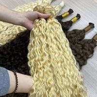 Extensions de cheveux Remy blonds ondulés européens de haute qualité, tissage double trame à la machine, non traités, 100 % cuticules alignées