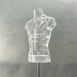 Maniquí Masculino de Medio <span class=keywords><strong>Cuerpo</strong></span> Transparente de Plástico con Base Metálica para Exhibición en Tiendas y Boutiques - Product Image 6