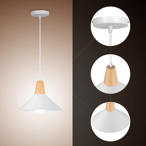 E27 lampada a sospensione moderna industriale plafoniera in metallo <span class=keywords><strong>lampadario</strong></span> in legno per cucina sala da pranzo camera caffè <span class=keywords><strong>bianco</strong></span> - Product Image 4