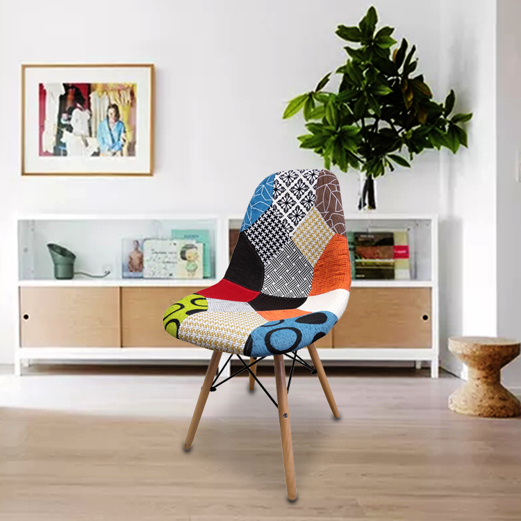 Contemporary upholstered patchwork fabric dining chair china manufacturing