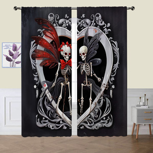 Rideaux imprimés numériquement en haute définition 2D avec un motif <span class=keywords><strong>de</strong></span> crâne classique, adaptés aux chambres à coucher et aux salons - Product Image 2
