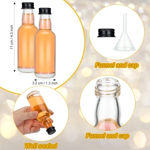 Mini Botellas Vacías Transparentes para Licores y Bebidas Espirituosas con Tapa Negra de 1.7 oz / 50 ml, Mini Botellas de <span class=keywords><strong>Alcohol</strong></span>, Botella para Salsa Picante para Vodka - Product Image 3