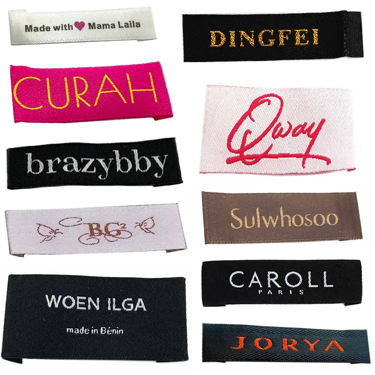 Waschbar design kunden marke logo centerfold kleidung woven label-tag