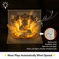 Carte de vœux 3D pop-up en forme de gâteau d'anniversaire avec lumière LED et musique, carte pop-up d'anniversaire de luxe découpée au laser, faite à la main, cadeau