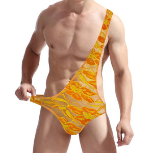 Body en dentelle pour homme, asymétrique, moulant, taille mi-haute, en Spandex et Nylon G421 Printemps 2023 - Product Image 3